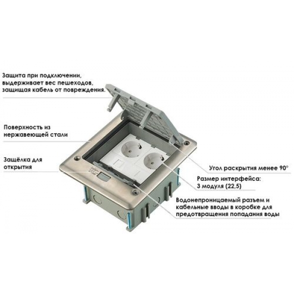 Shelbi Напольный лючок на 6 модулей. IP66.