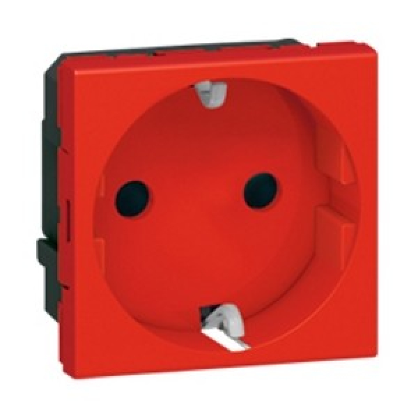 Розетка электрическая Legrand Mosaic 2к+З красная